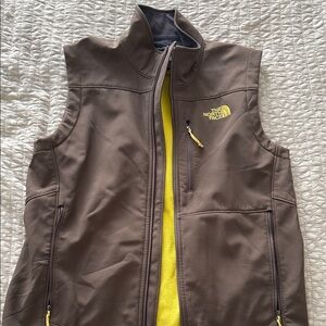 The North Face Brown Vest with Yellow Highlights